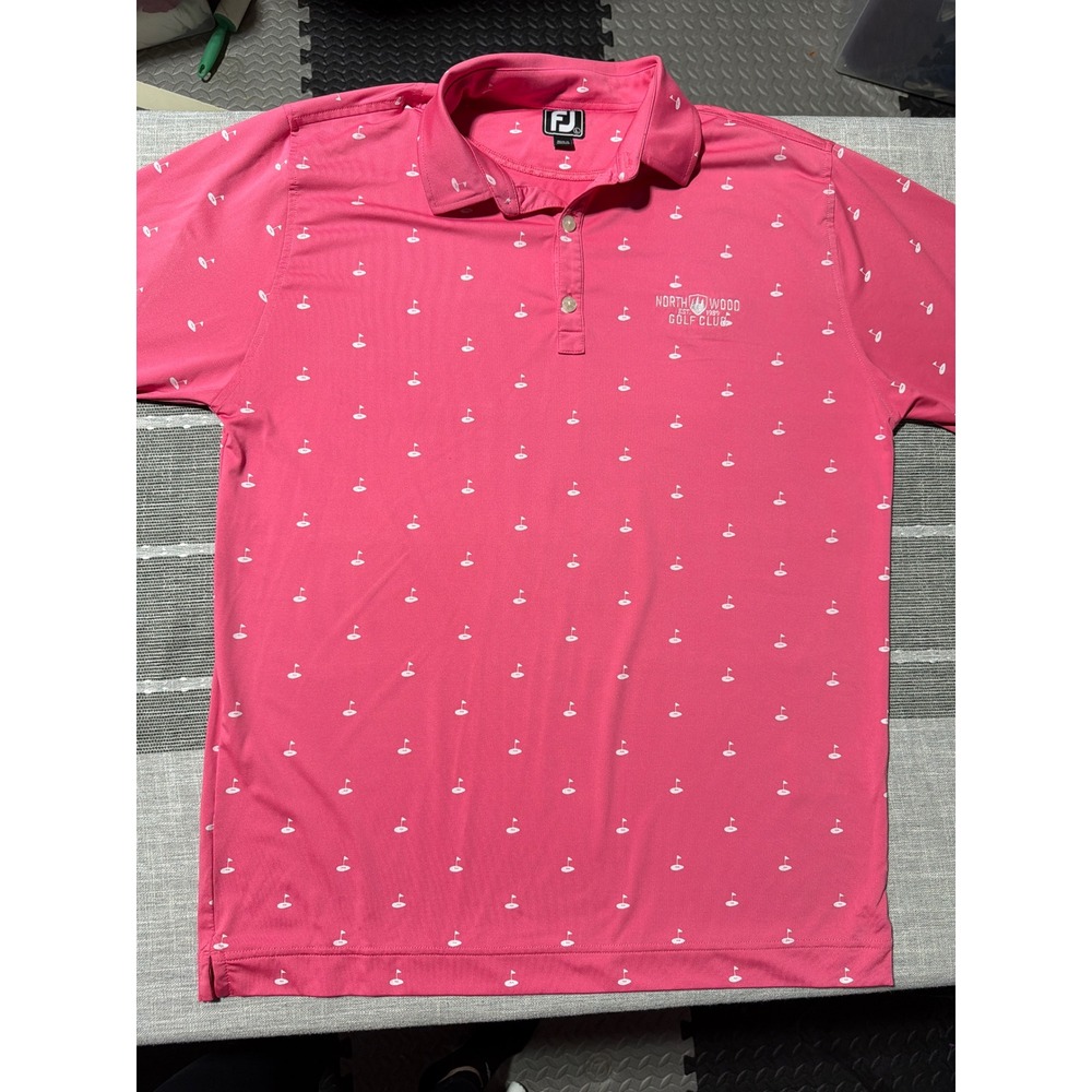 FootJoy FJ‎ North Wood Golf CliAthletic Fit Golf Polo Shirt Mens Large Pink